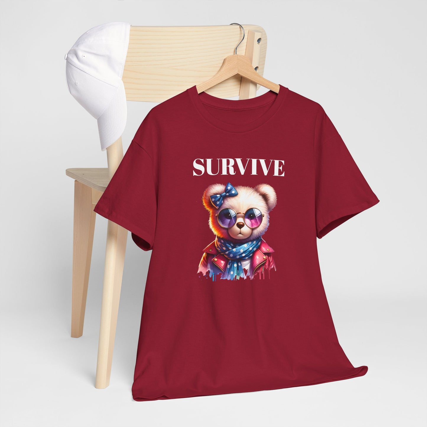 Princess Grace Cute Panda Illustration "Survive" Unisex Heavy Cotton Tee