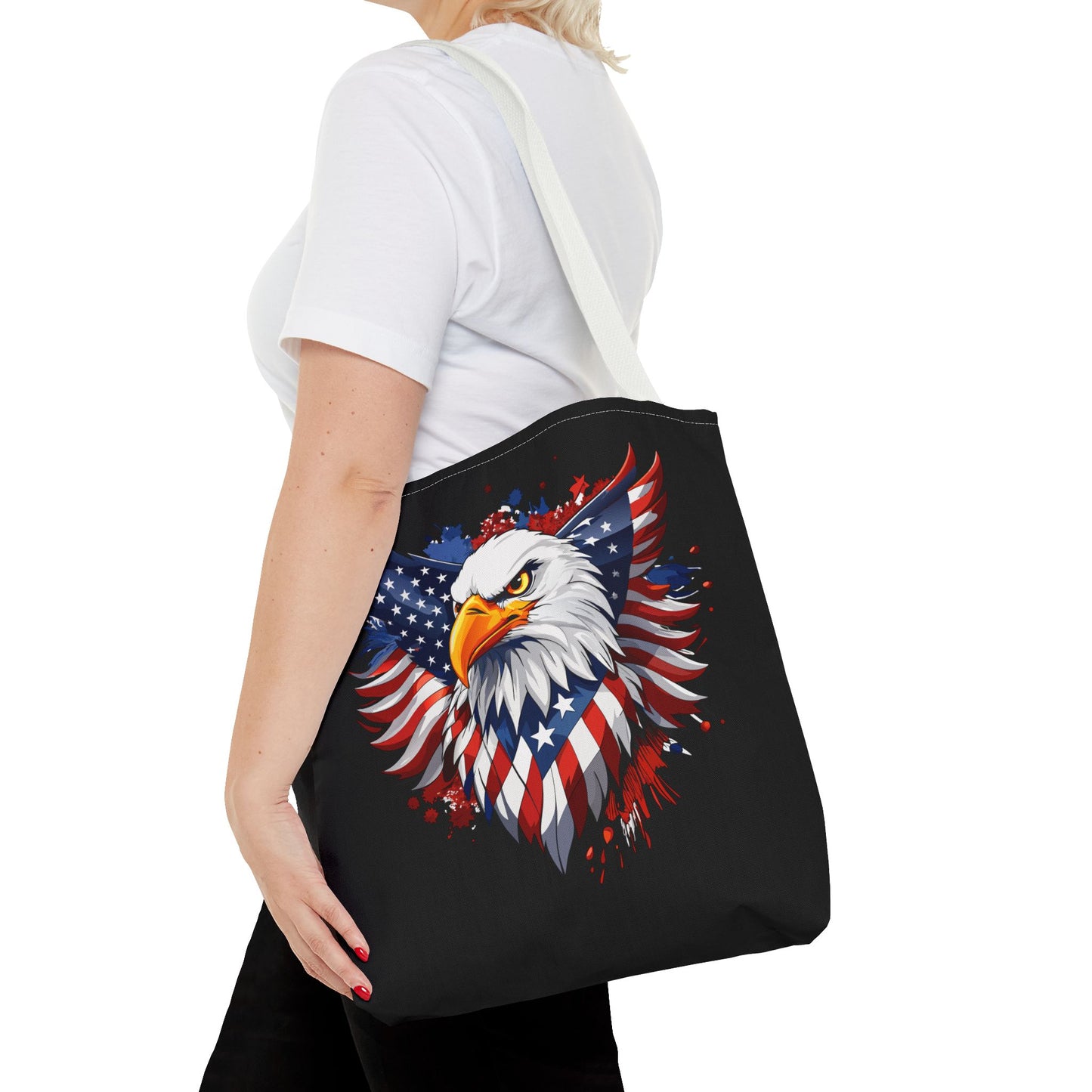 Princess Grace Patriotic Eagle Tote Bag American Flag Design for Fourth of July & Everyday Use