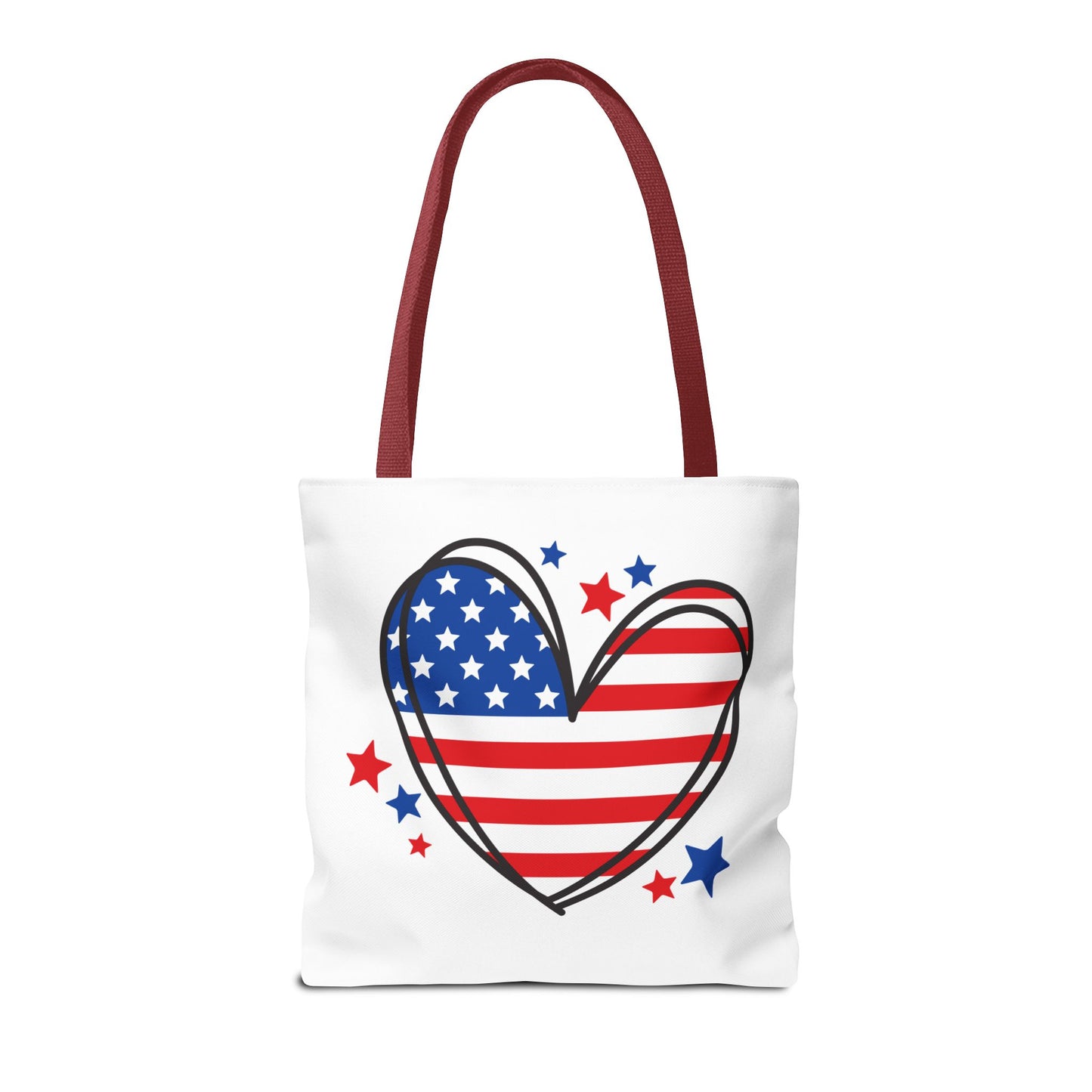 Princess Grace Patriotic Heart Tote Bag Red, White & Blue Love