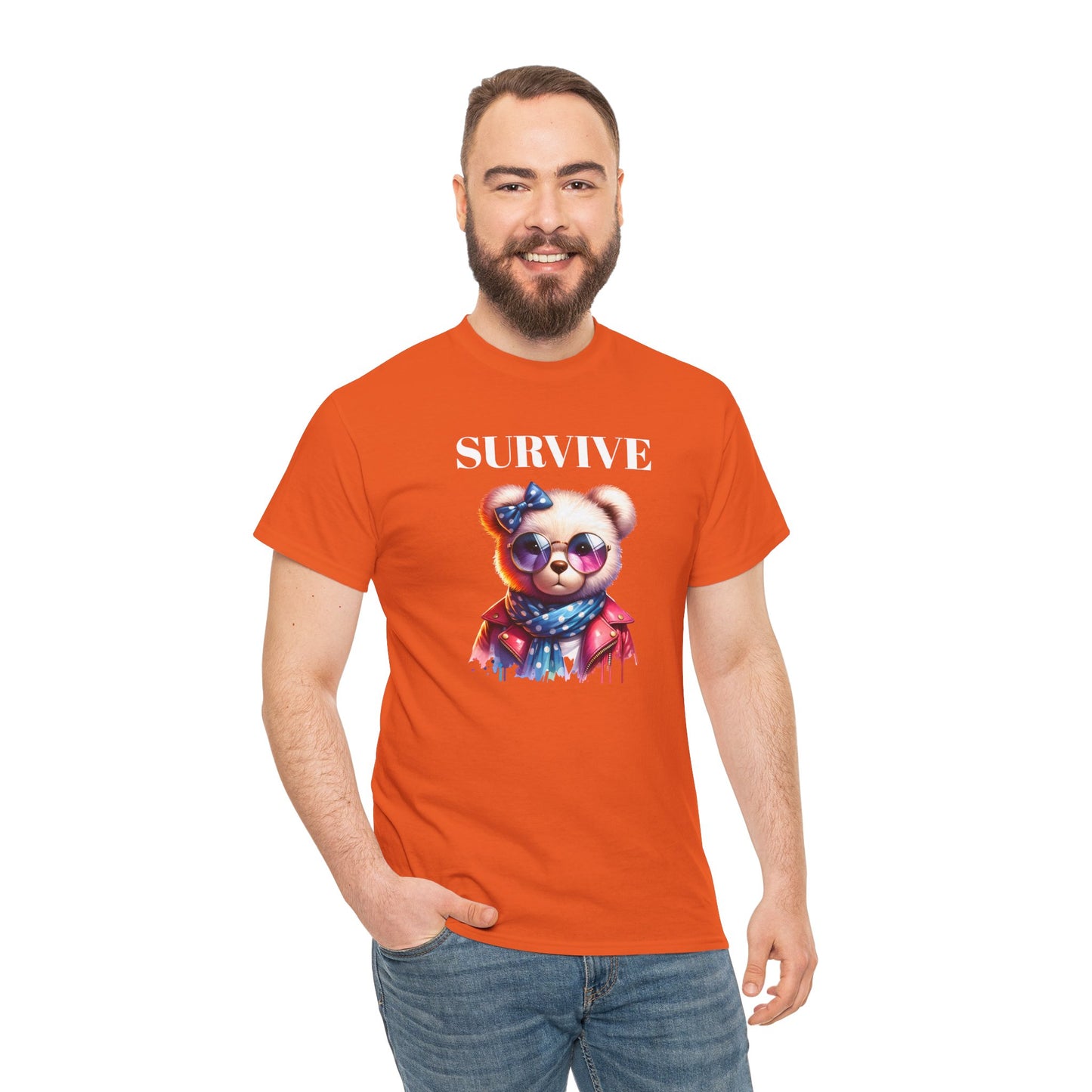Princess Grace Cute Panda Illustration "Survive" Unisex Heavy Cotton Tee