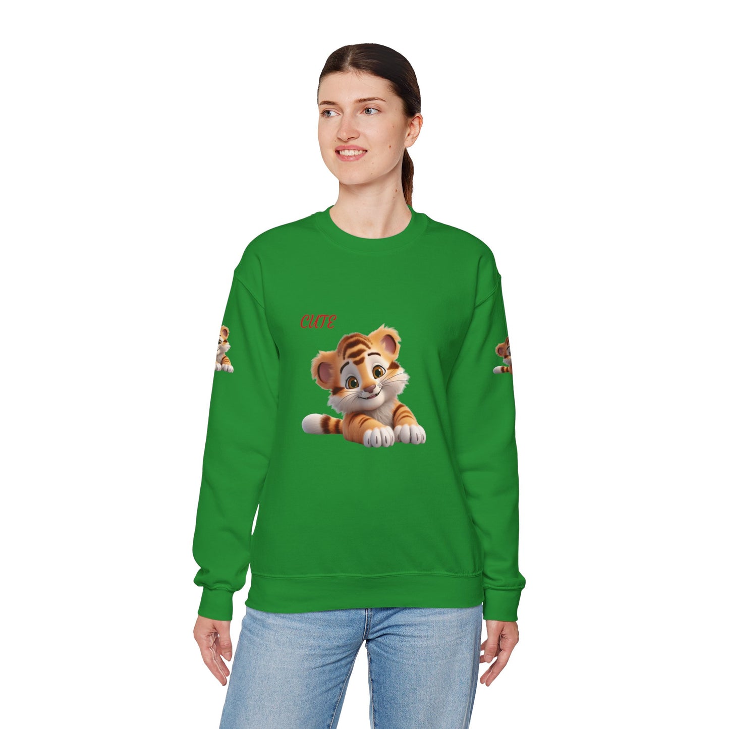 Princess Grace Cute Tiger Graphic Sweatshirt Unisex Heavy Blend Crewneck