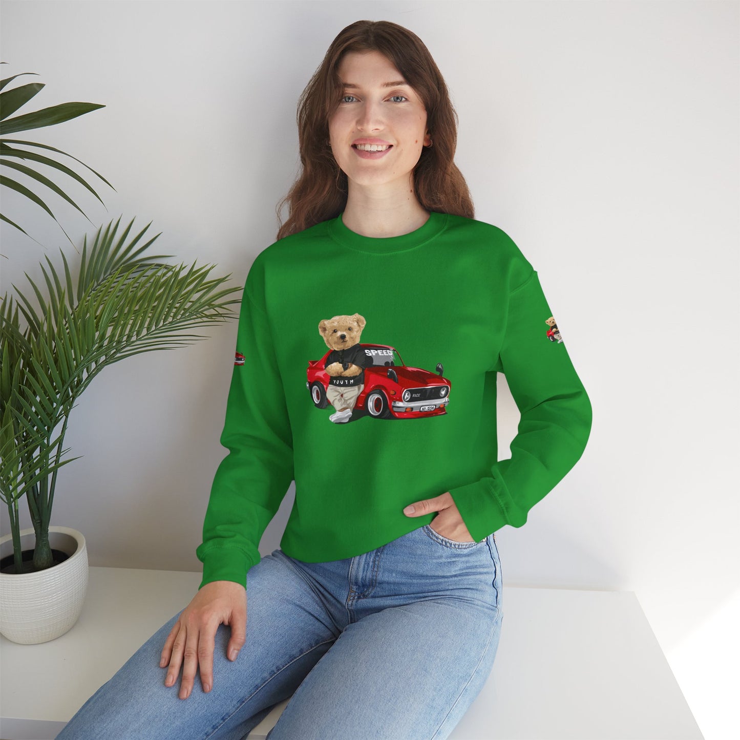 Princess Grace Cute Bear Vintage Car Sweatshirt Unisex Heavy Blend Crewneck