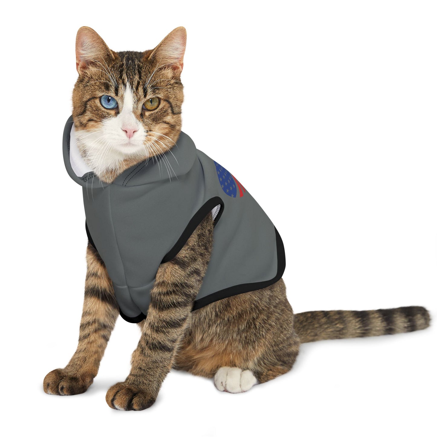 Princess Grace Patriotic Pet Hoodie with Heart Design