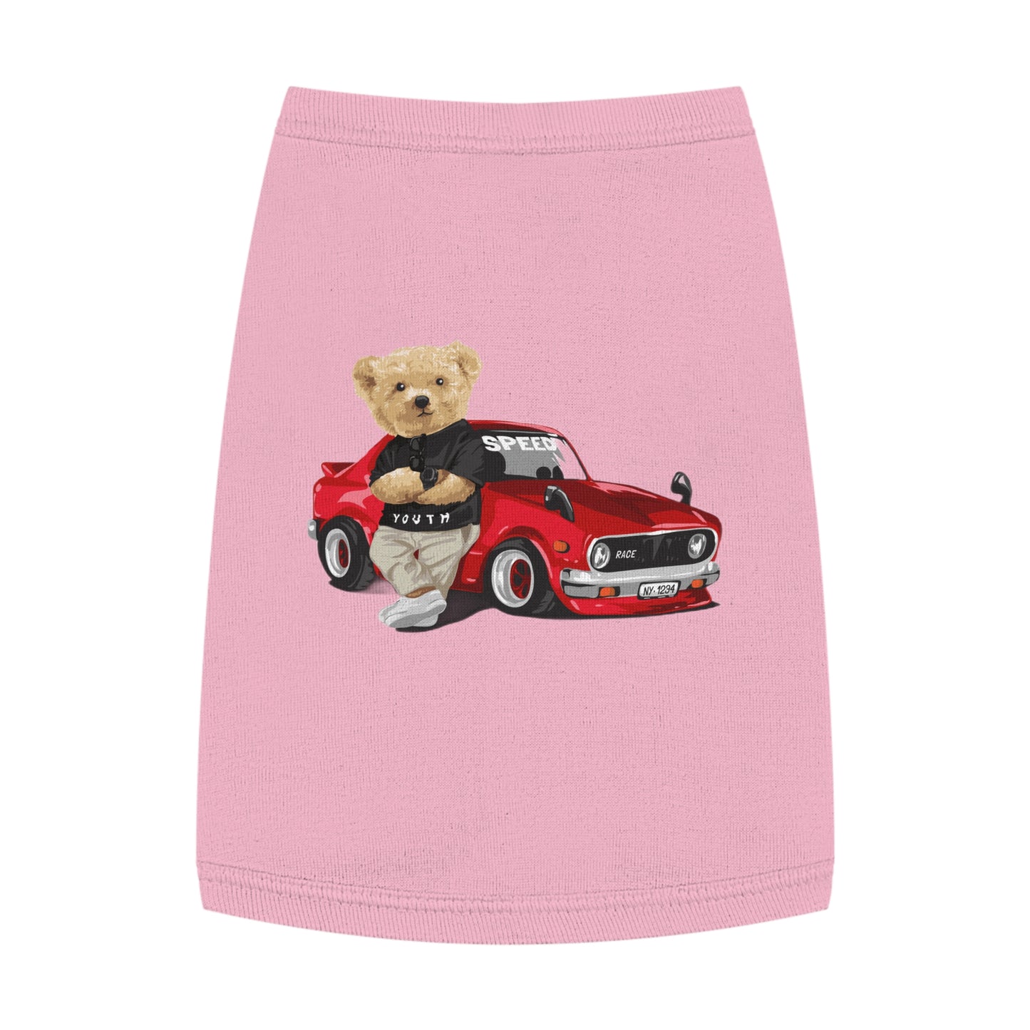 Princess CUTE Pet Tank Top with Racing Bear Graphic Perfect for Playful Pets