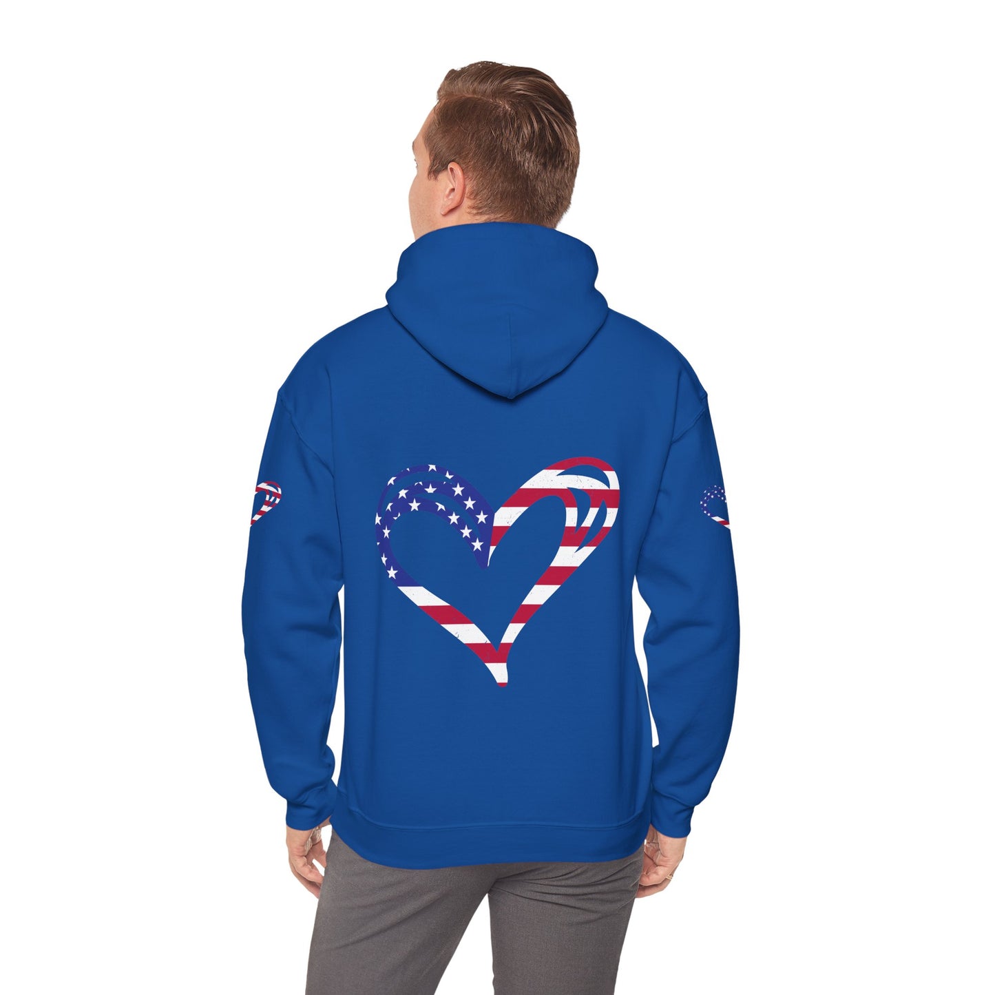 Princess Grace Patriotic Heart Unisex Hoodie Comfortable Heavy Blend Sweatshirt for Independence Day and Everyday Wear