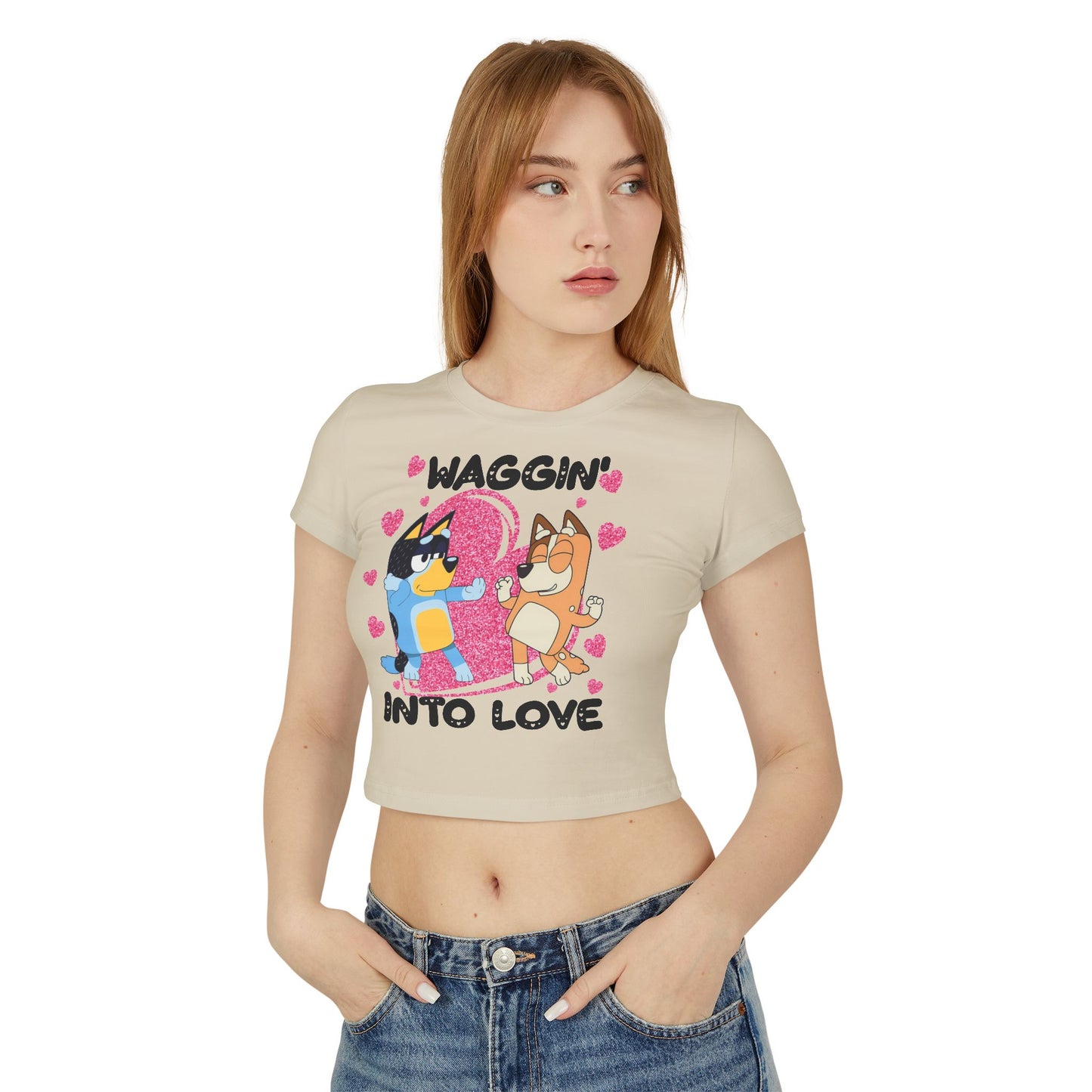 Princess Grace Cute Bluey Graphic Women's Baby Tee Waggin' Into Love