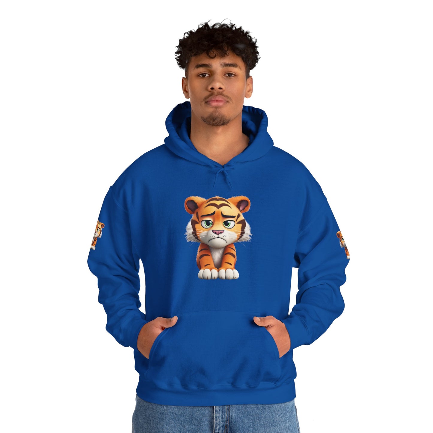 Princess Grace Playful Tiger Graphic Hoodie Unisex Heavy Blend Sweatshirt for Kids and Adults