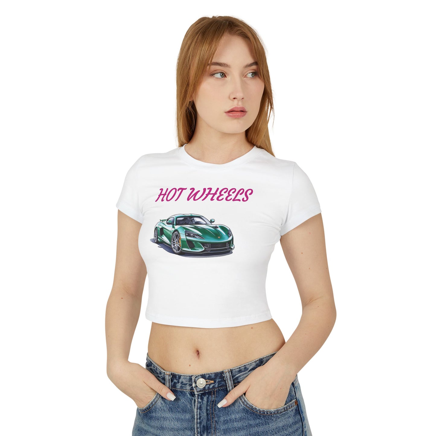 Princess Grace Women's Baby Tee Hot Wheels Graphic Car Tee, Perfect for Car Enthusiasts