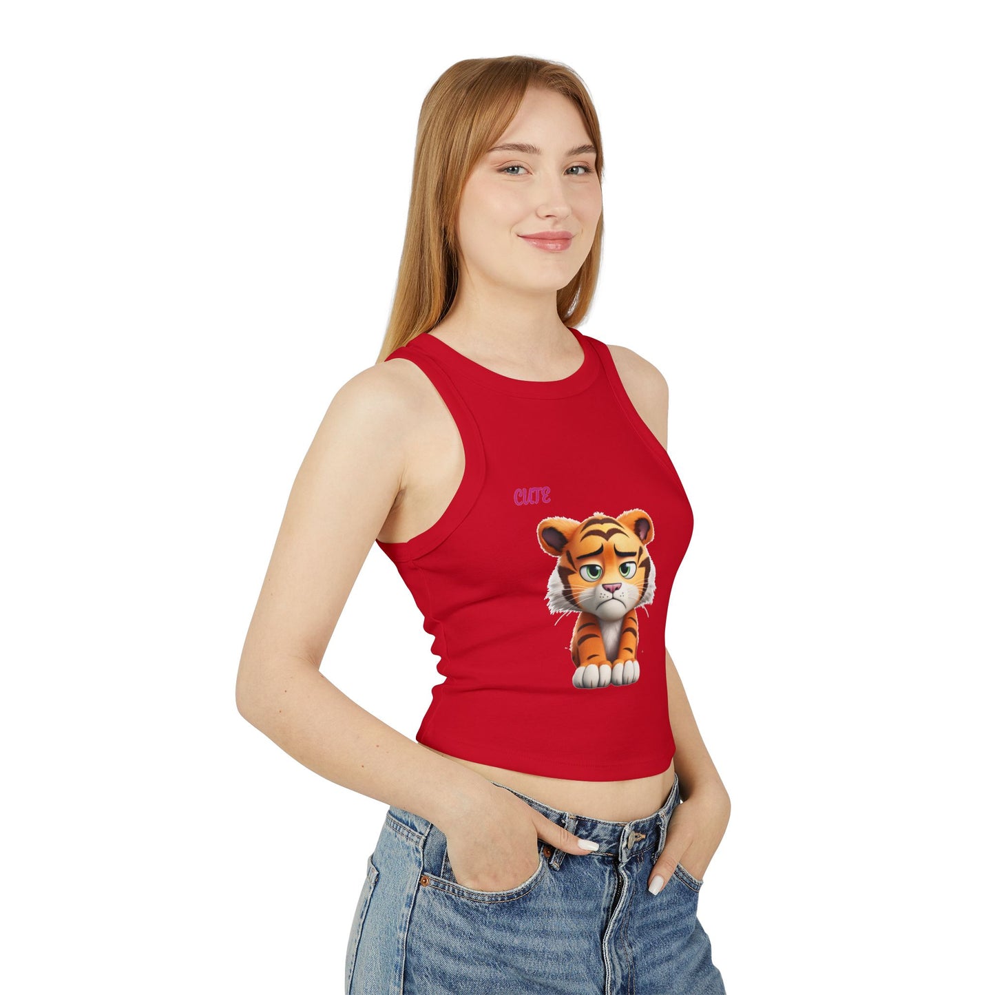 Princess Grace Cute Tiger Women's Micro Rib Racer Tank Top Stylish Summer Wear