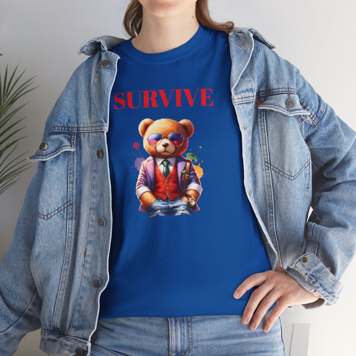 Princess Grace Survive Teddy Bear Graphic Unisex Heavy Cotton Tee