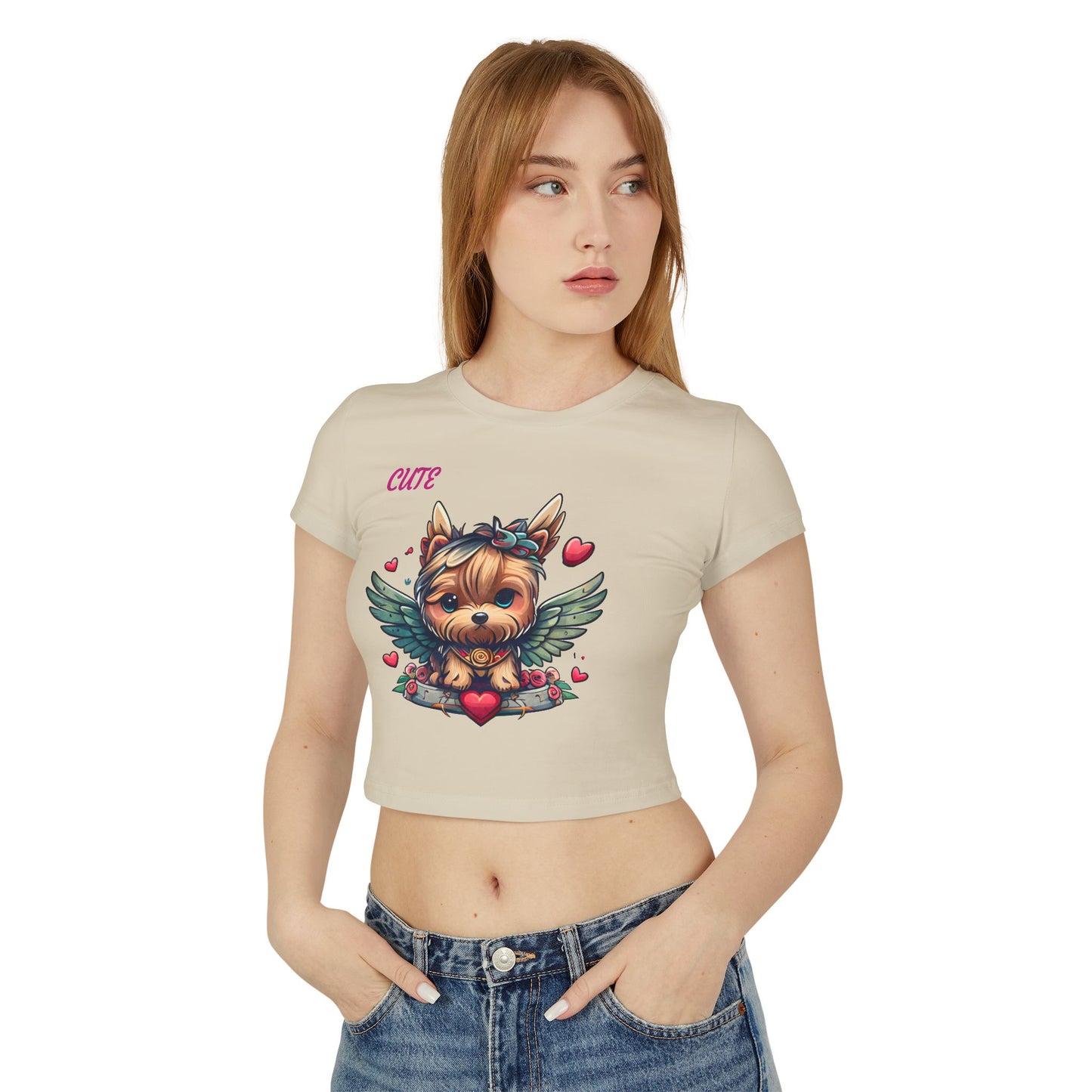 Princess Grace Cute Dog Graphic Women's Baby Tee Perfect for Pet Lovers