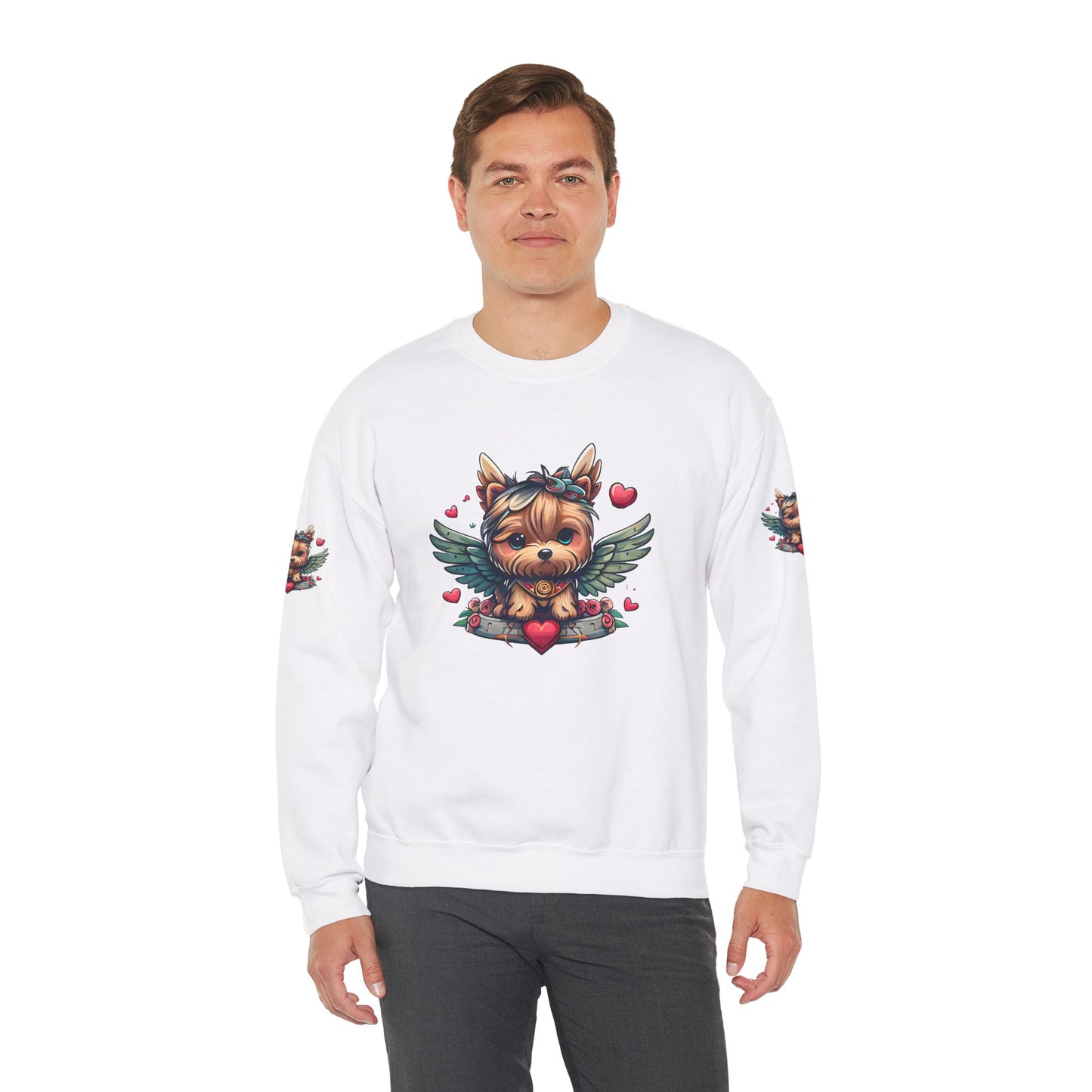Princess Grace Cute Yorkie Wings Crewneck Sweatshirt Perfect Gift for Dog Lovers