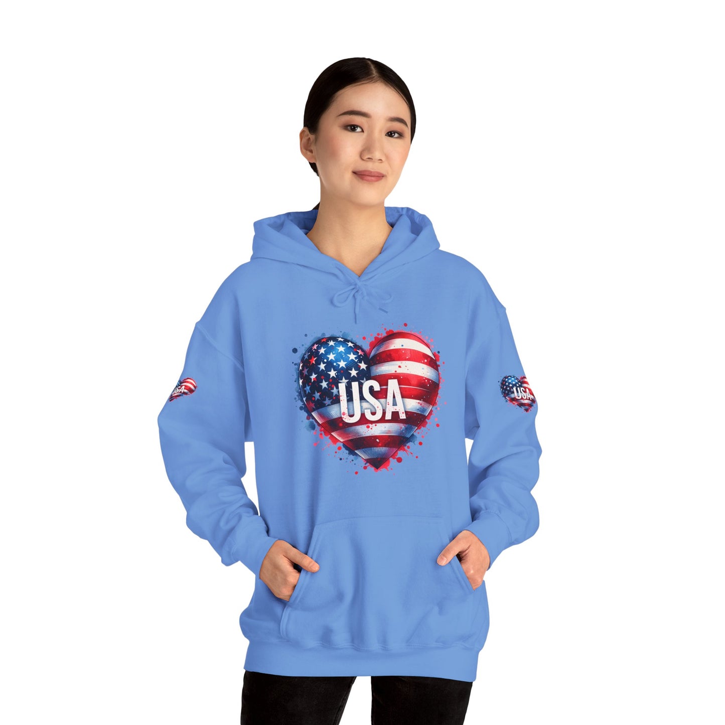 Princess Grace Patriotic Heart Hoodie for USA Lovers Unisex Heavy Blend