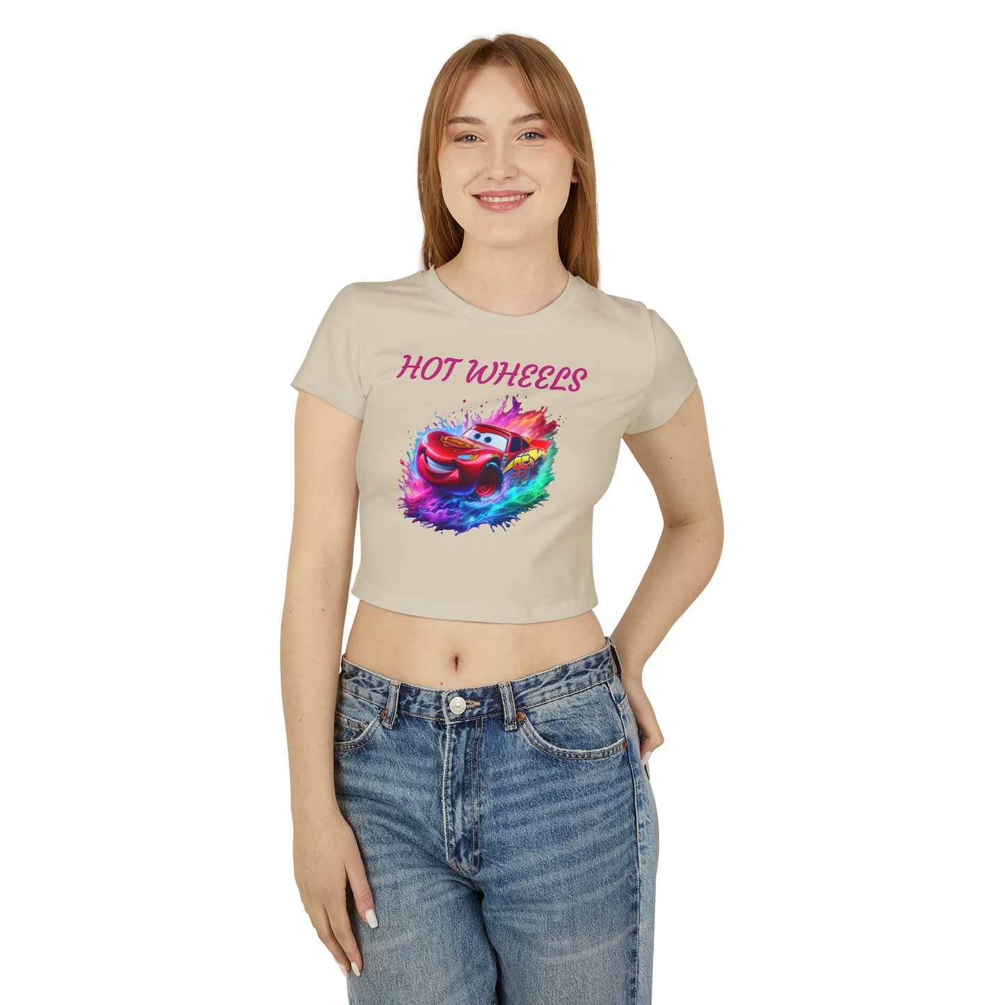 Princess Grace Hot Wheels Women's Baby Tee Colorful Lightning McQueen Shirt