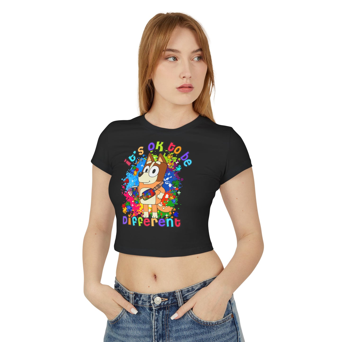 Princess Grace Bluey Colorful Bluey Women's Baby Tee "It's OK to be Different"