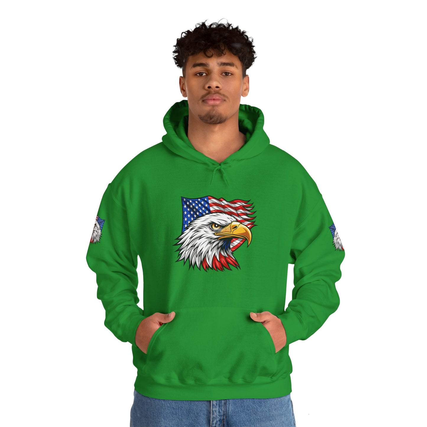 Princess Grace Patriotic Eagle Hoodie Unisex Heavy Blend Sweatshirt with American Flag Design