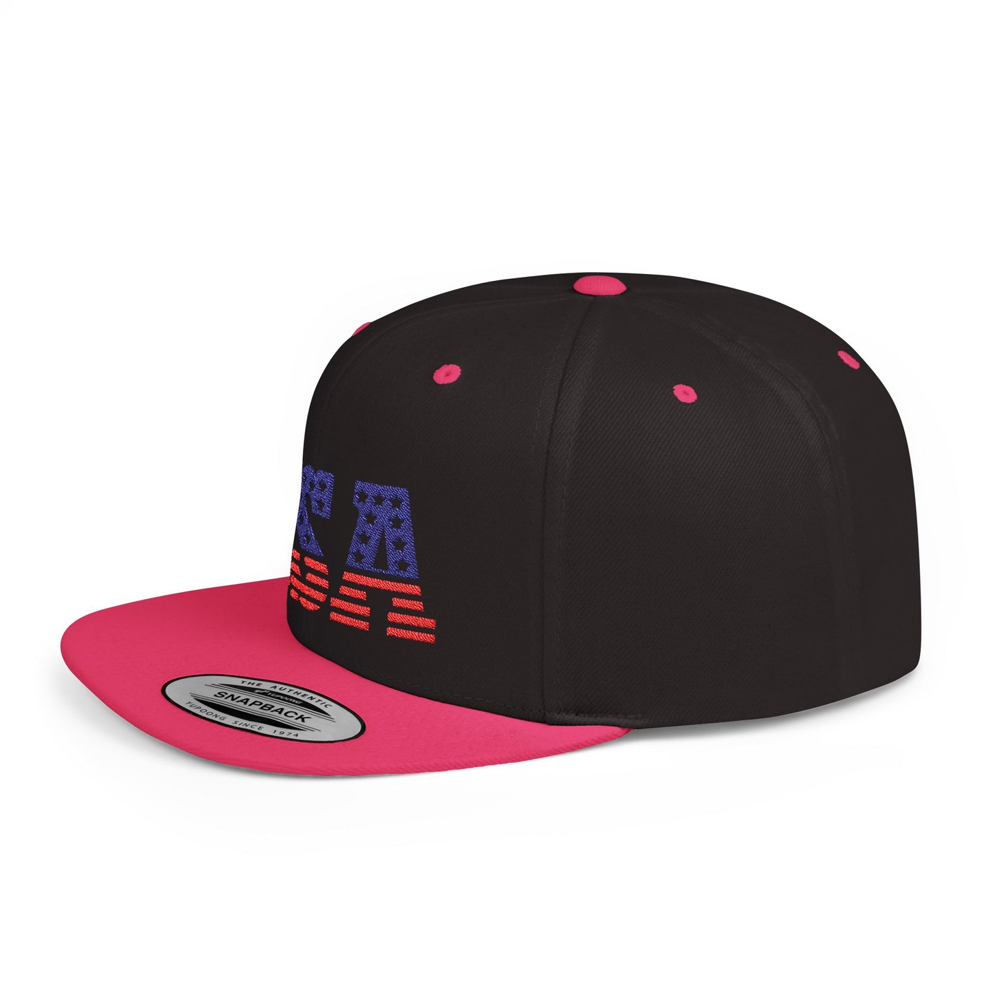 Princess Grace USA Flag Flat Bill Snapback Cap Patriotic Adjustable Hat for Summer Celebrations