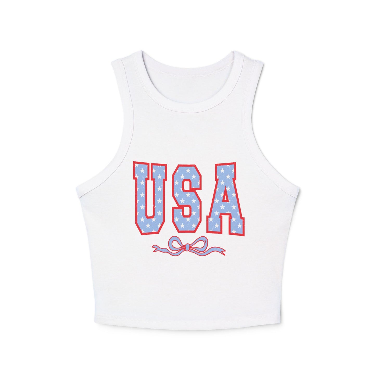 Princess Grace Patriotic USA Micro Rib Racer Tank Top for Women