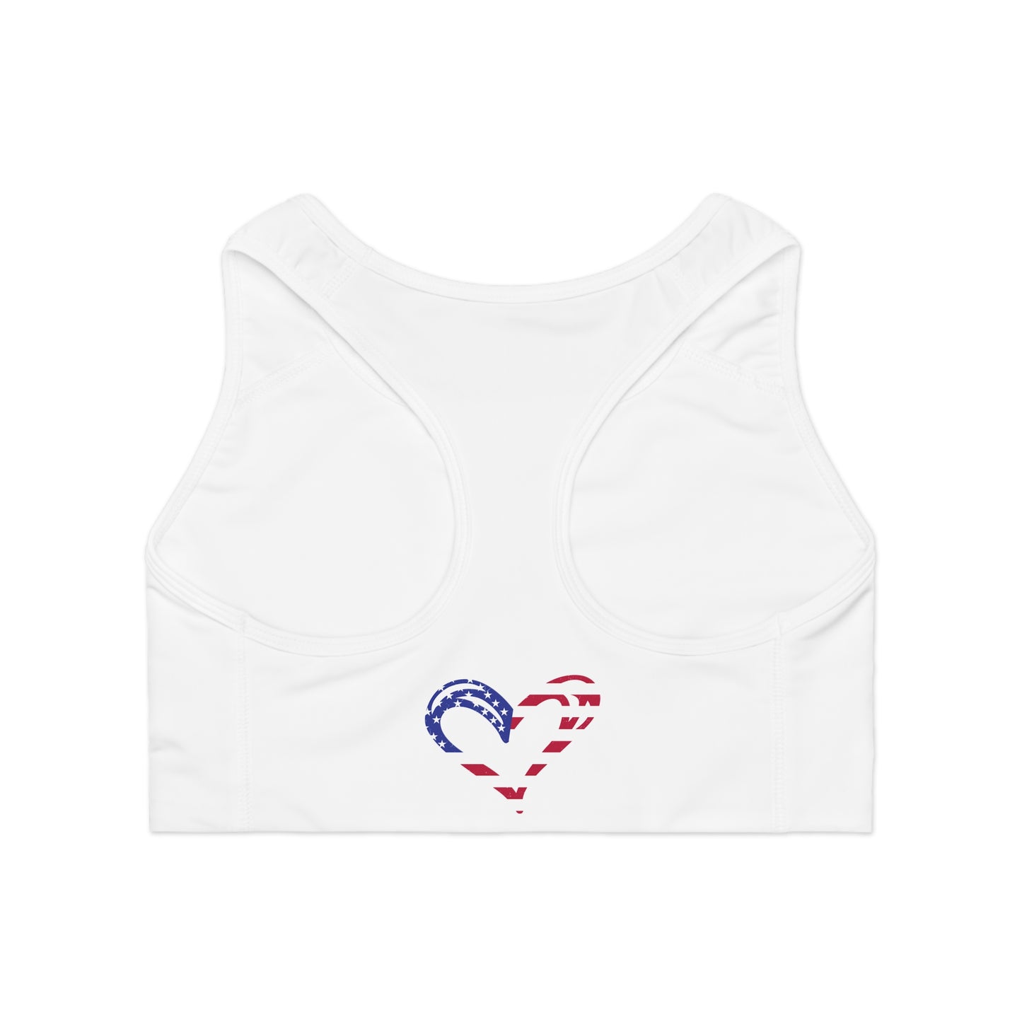 Princess Grace Patriotic Heart Sports Bra for Active Women