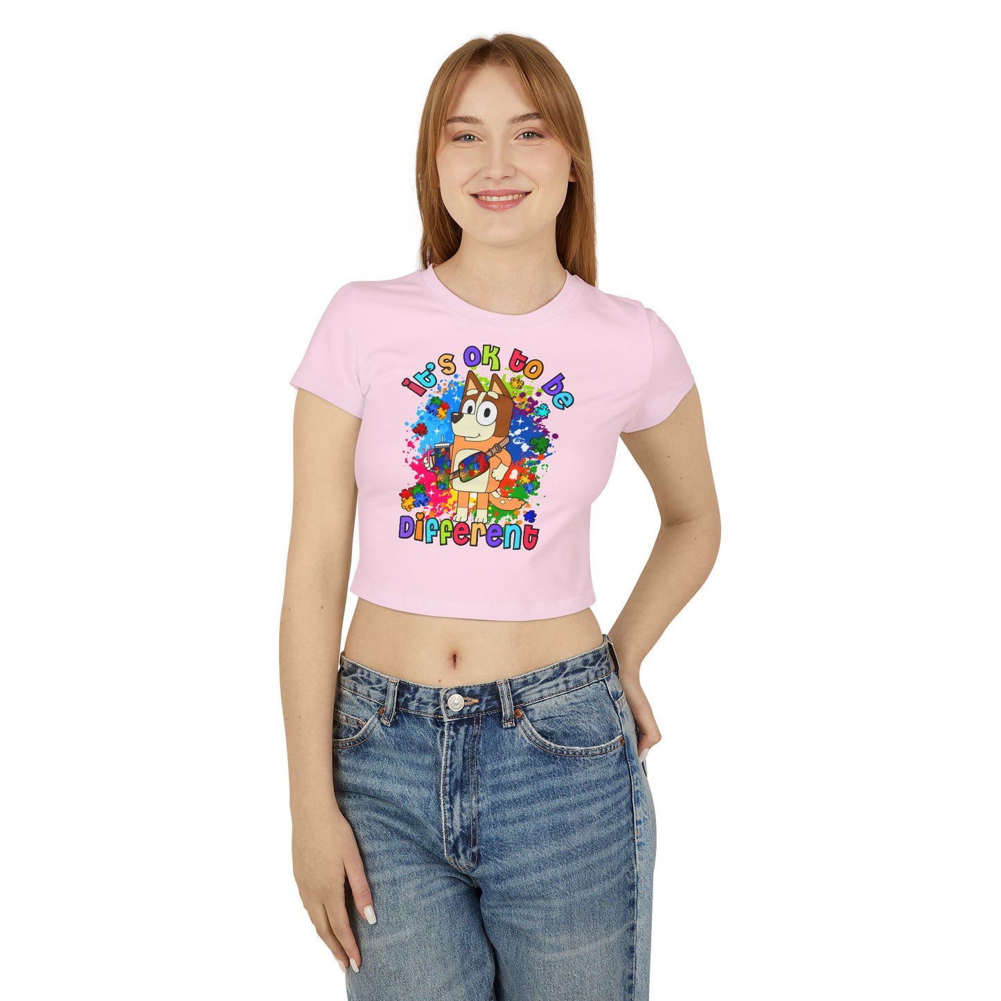 Princess Grace Bluey Colorful Bluey Women's Baby Tee "It's OK to be Different"