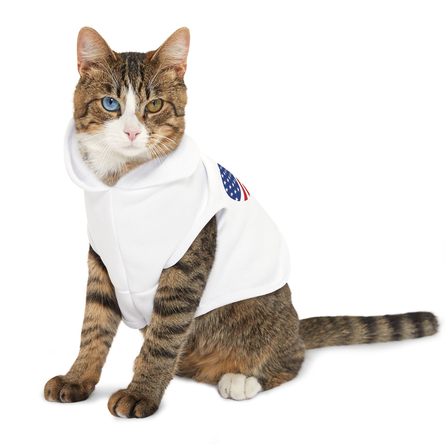 Princess Grace Patriotic Pet Hoodie with Heart Design Perfect for Dog Lovers