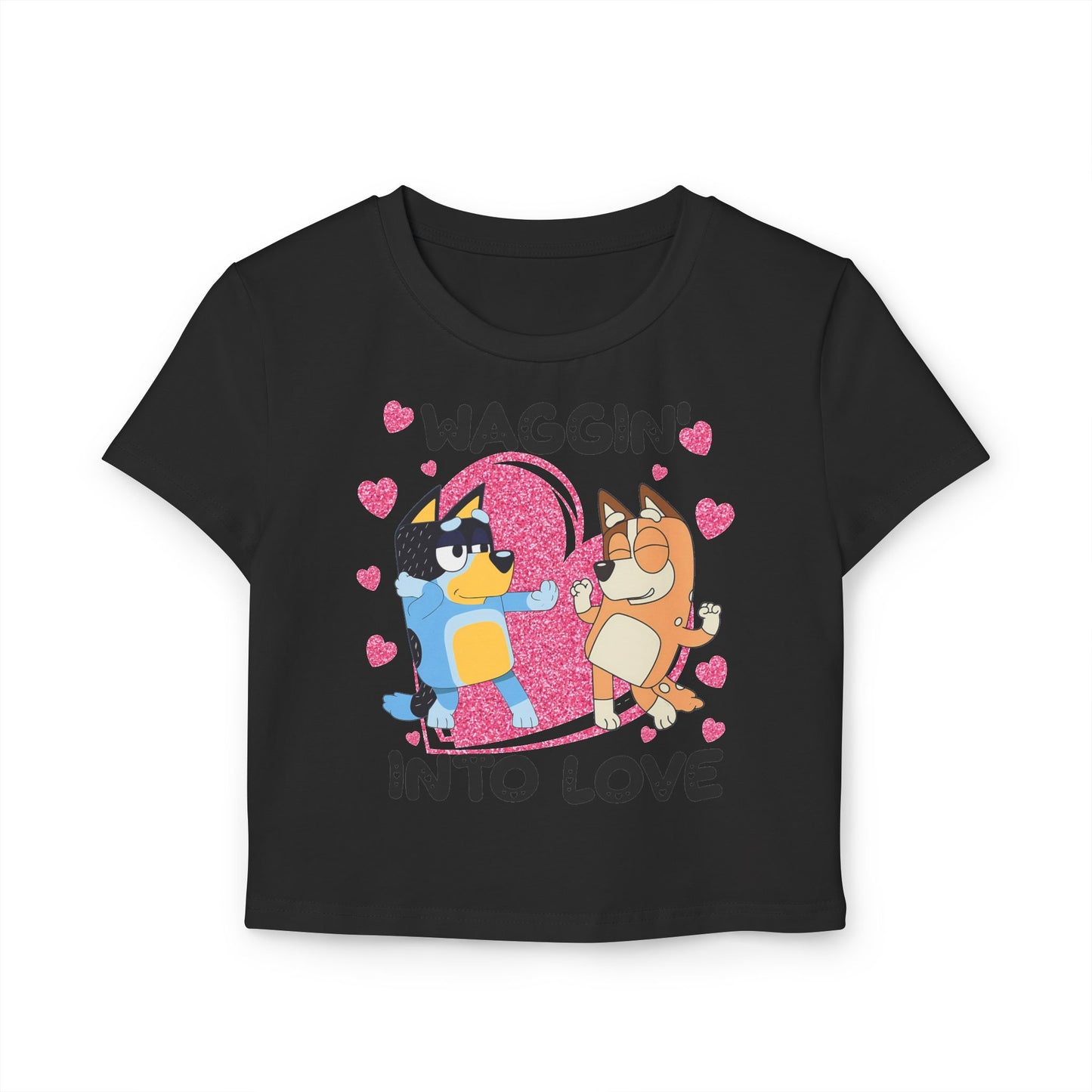 Princess Grace Cute Bluey Graphic Women's Baby Tee Waggin' Into Love