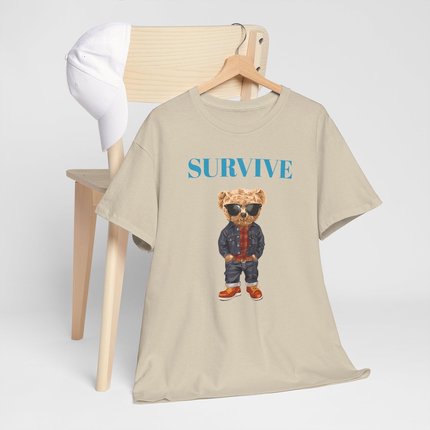 Princess Grace Cool Bear Graphic Tee 'SURVIVE' Unisex Heavy Cotton Shirt