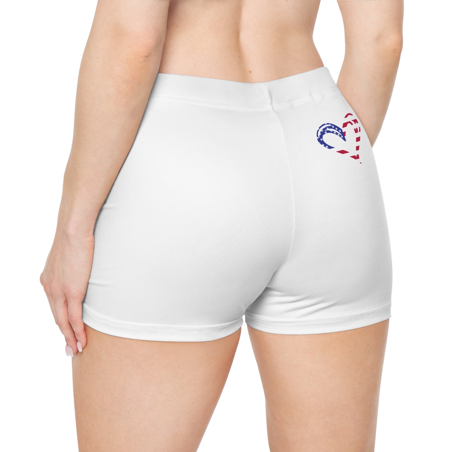 Princess Grace Patriotic Heart Women's Shorts for Summer Fun