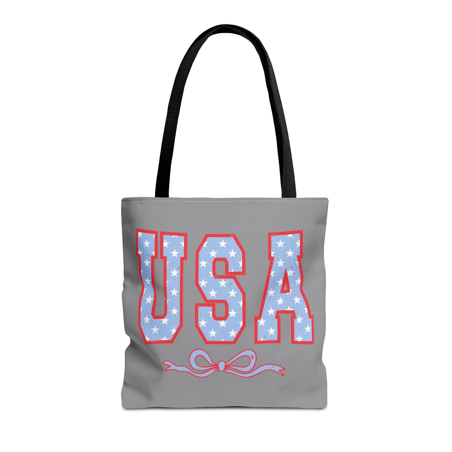 Princess Grace Patriotic USA Tote Bag Stars & Bow Design for Independence Day