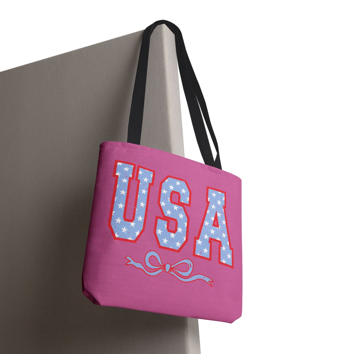 Princess Grace Patriotic USA Tote Bag Fun Stars and Bow Design for Holidays