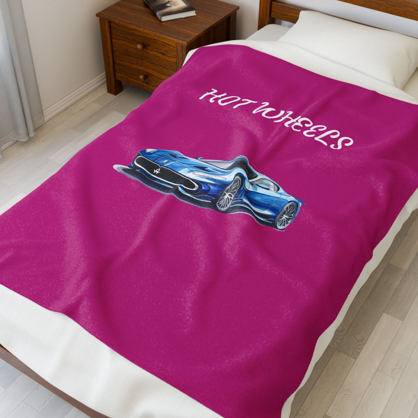 Princess Grace Hot Wheels Velveteen Plush Blanket Cozy Car Themed Throw for Kids and Car Enthusiasts