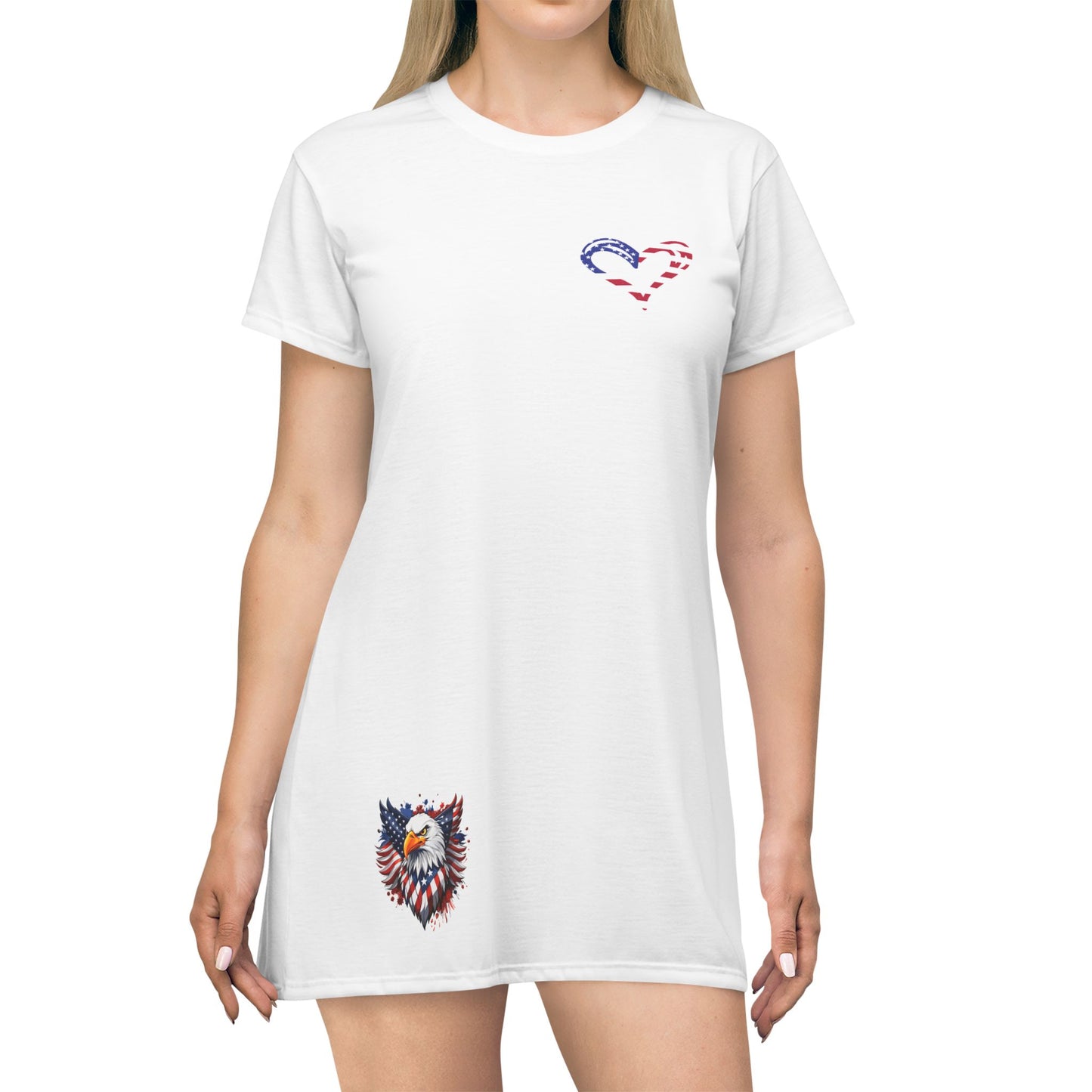 Princess Grace Patriotic Eagle T-Shirt Dress Perfect for Independence Day Celebrations