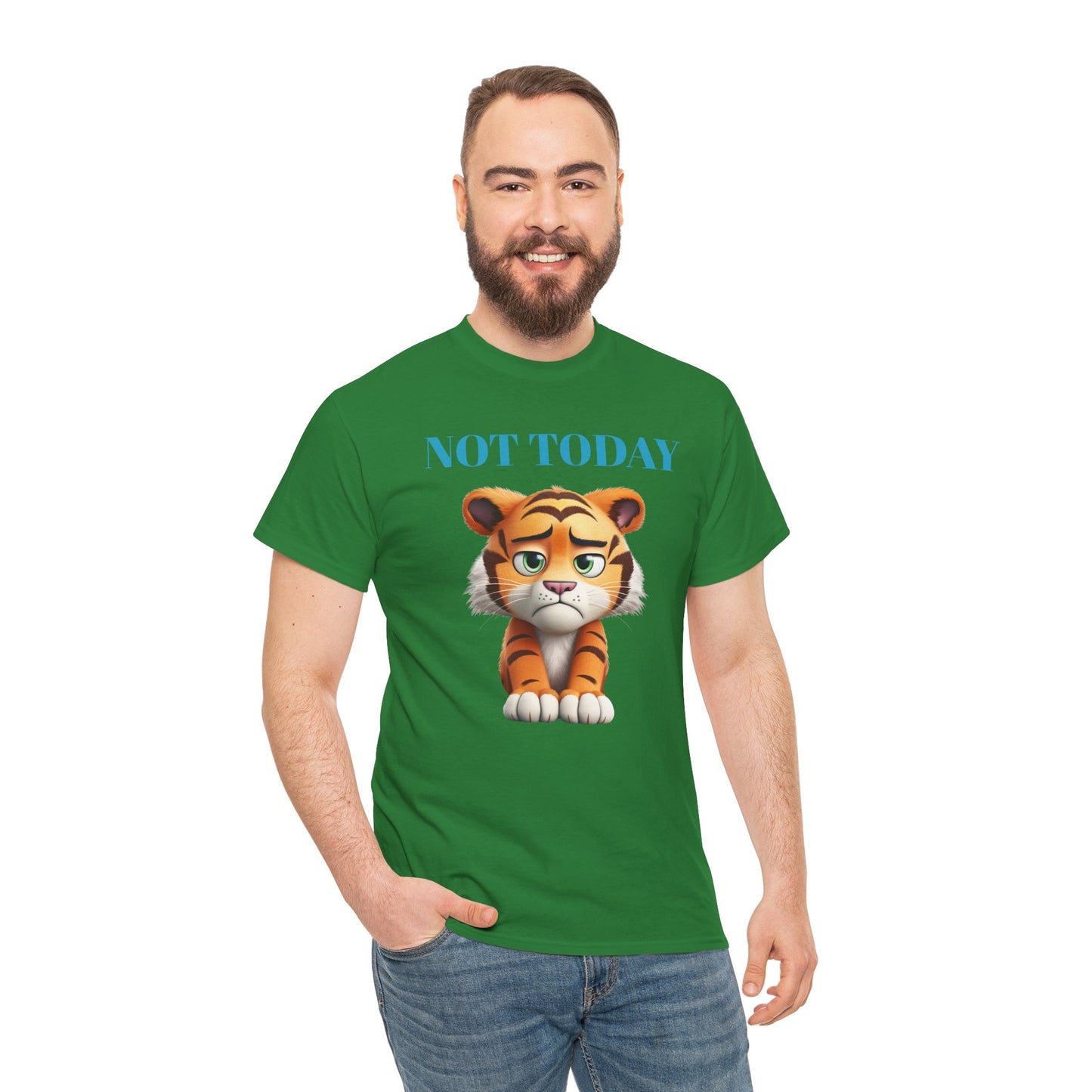 Princess Grace Not Today Tiger Unisex Heavy Cotton Tee Casual Fun Cat Graphic Shirt