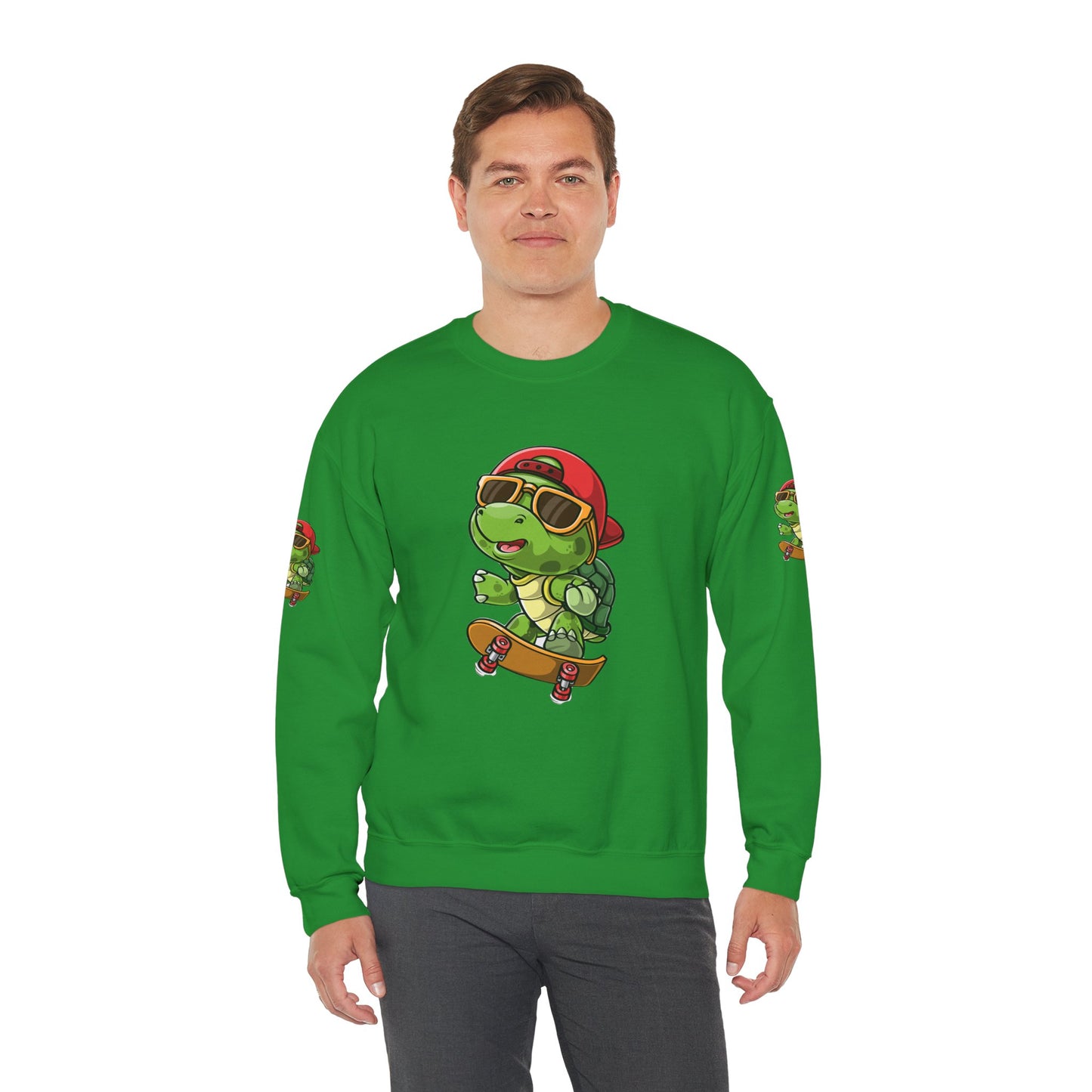 Princess Grace Cool Turtle Skateboarding Crewneck Sweatshirt for Kids and Teens