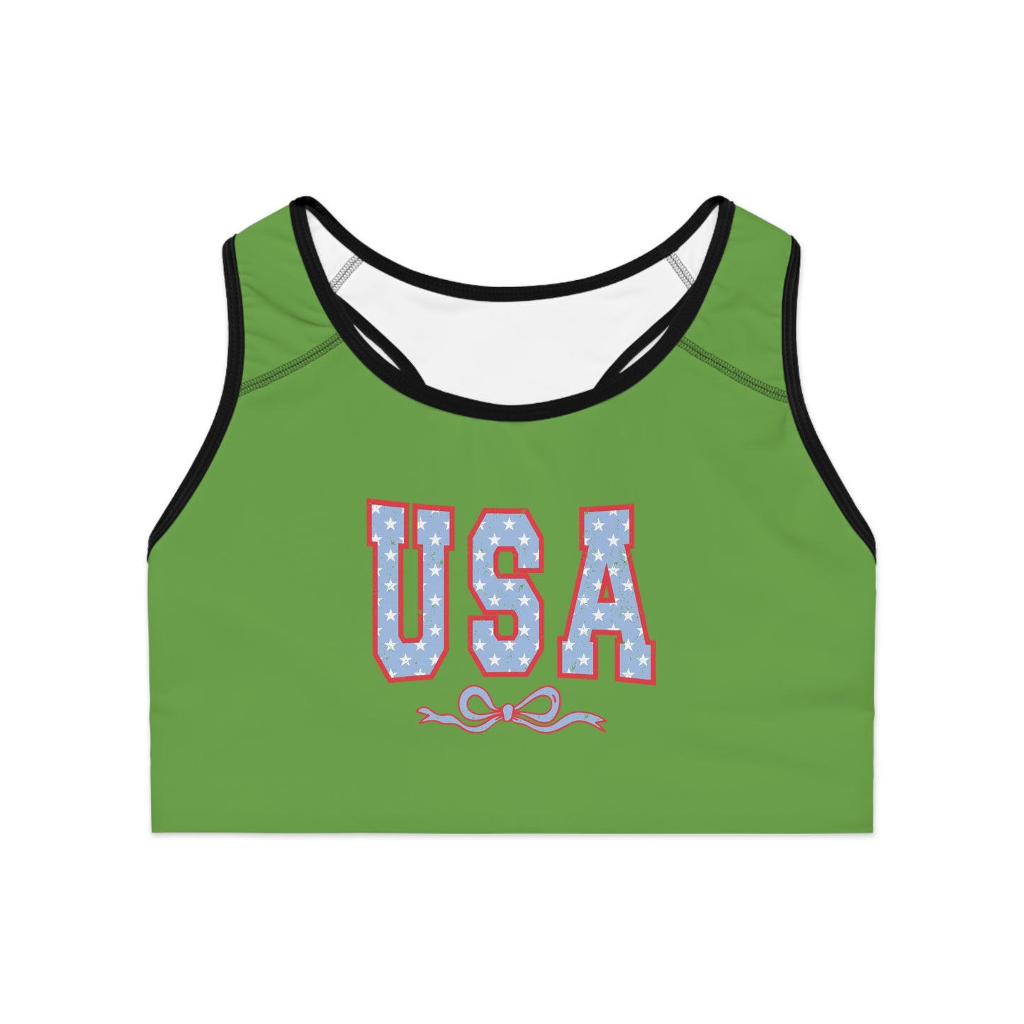 Princess Grace USA Themed Sports Bra Comfortable Activewear for Independence Day & Fitness Enthusiasts