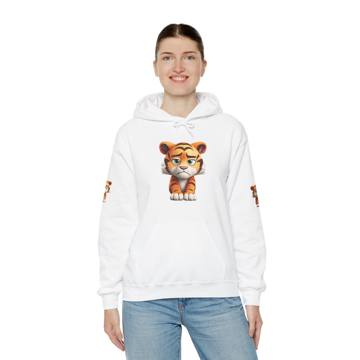 Princess Grace Playful Tiger Graphic Hoodie Unisex Heavy Blend Sweatshirt for Kids and Adults