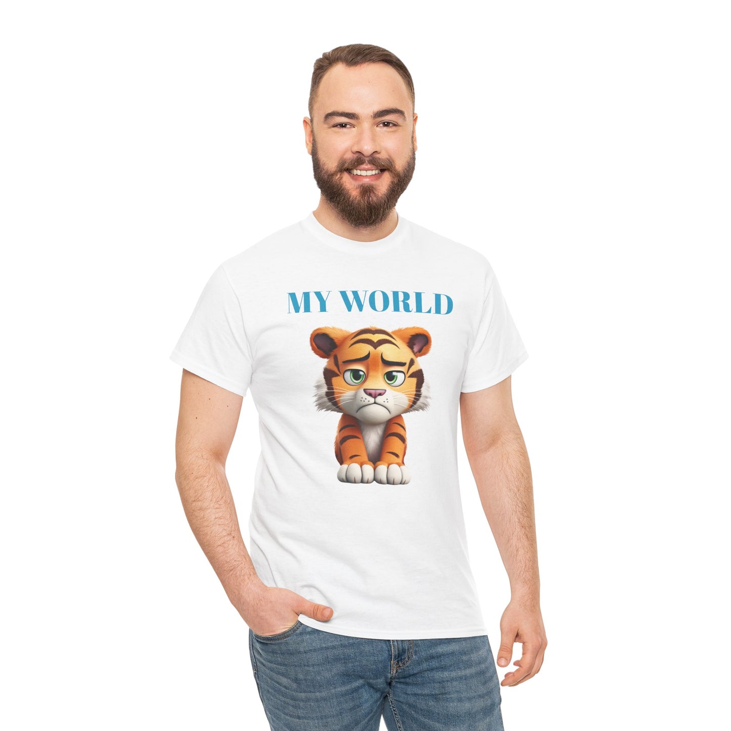 Princess Grace My World Tiger Unisex Heavy Cotton Tee Cute Animal T-Shirt for Kids & Adults