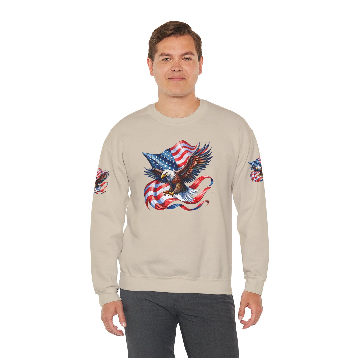 Princess Grace Patriotic Eagle Crewneck Sweatshirt Unisex Heavy Blend Perfect for Independence Day and Memorial Day