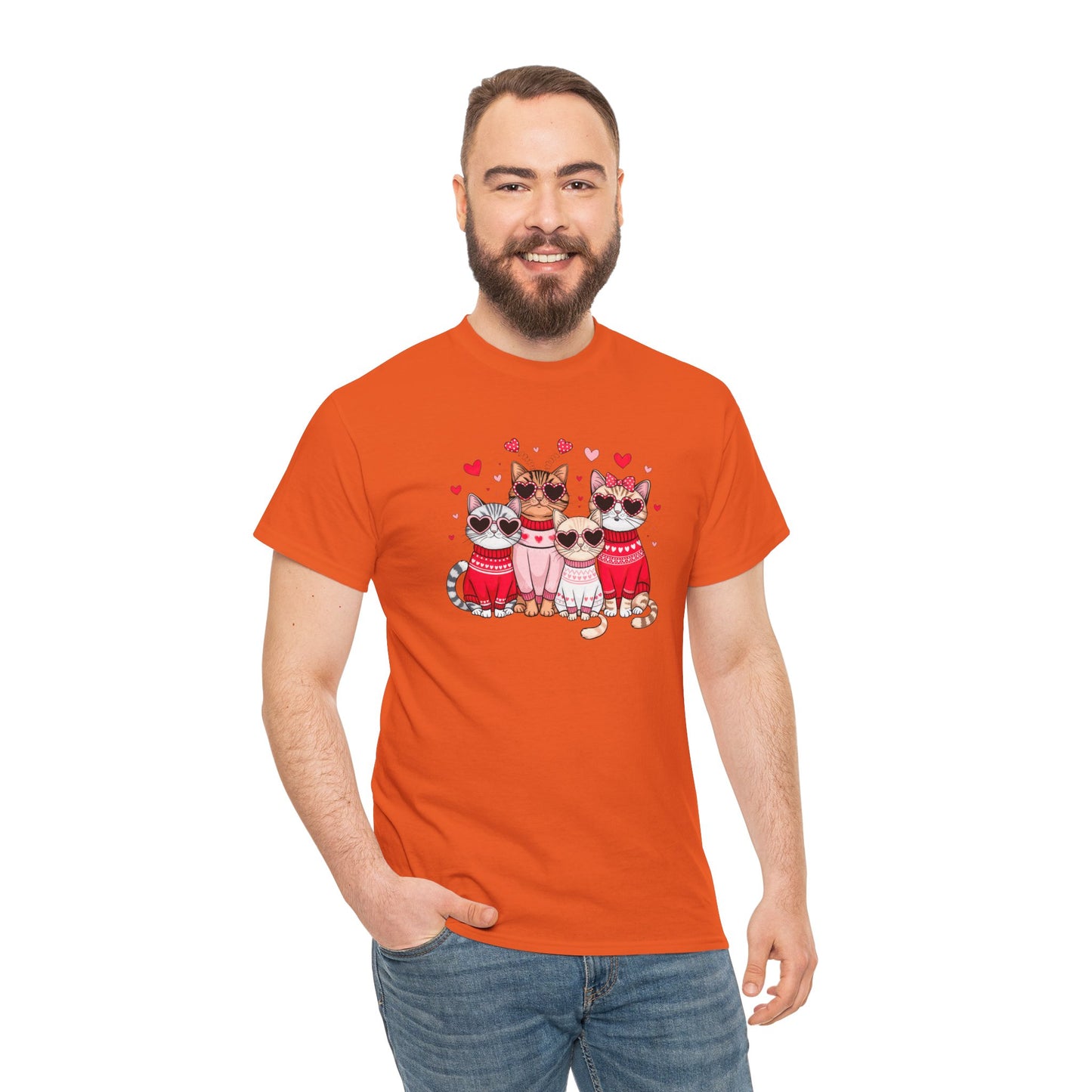 Princess Grace Cute Cat Lovers Unisex Heavy Cotton Tee Adorable Cats in Sweaters