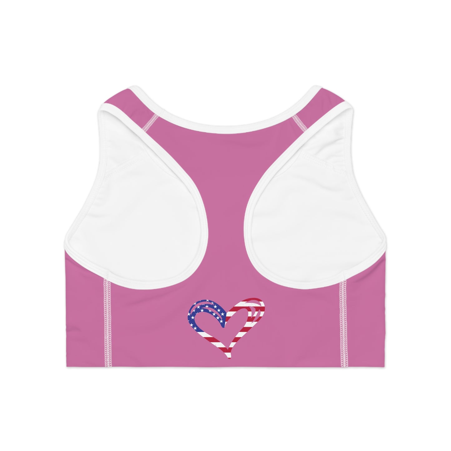 Princess Grace Patriotic Heart Sports Bra Ideal for Fitness and Celebrations