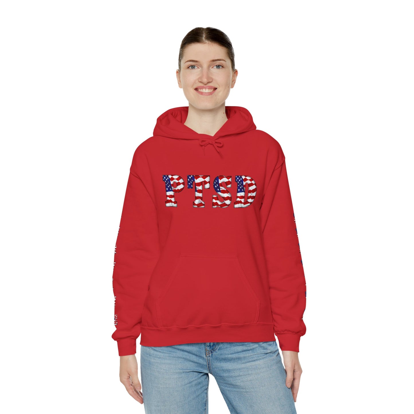 Princess Grace PTSD Awareness Unisex Heavy Blend Hoodie Support Survivors with American Flag Design