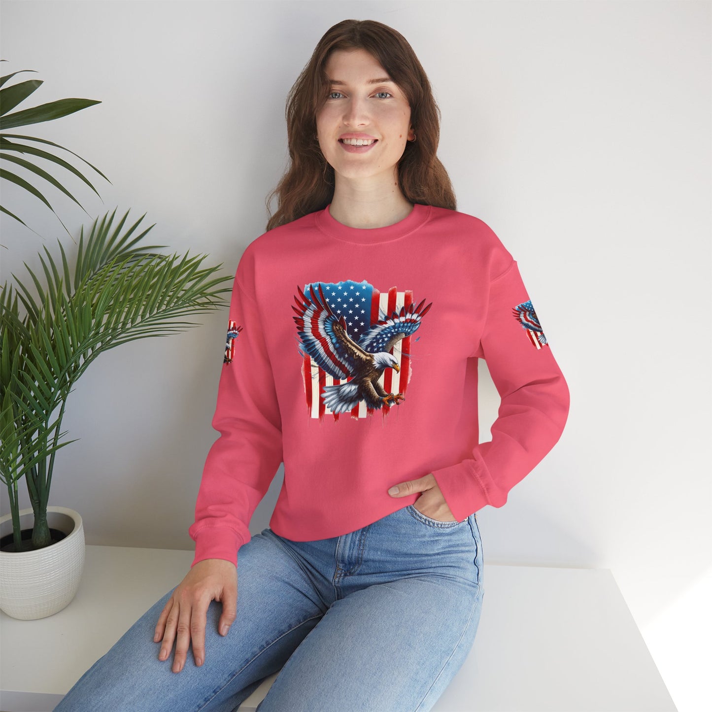 Princess Grace Patriotic Eagle Crewneck Sweatshirt Unisex Heavy Blend