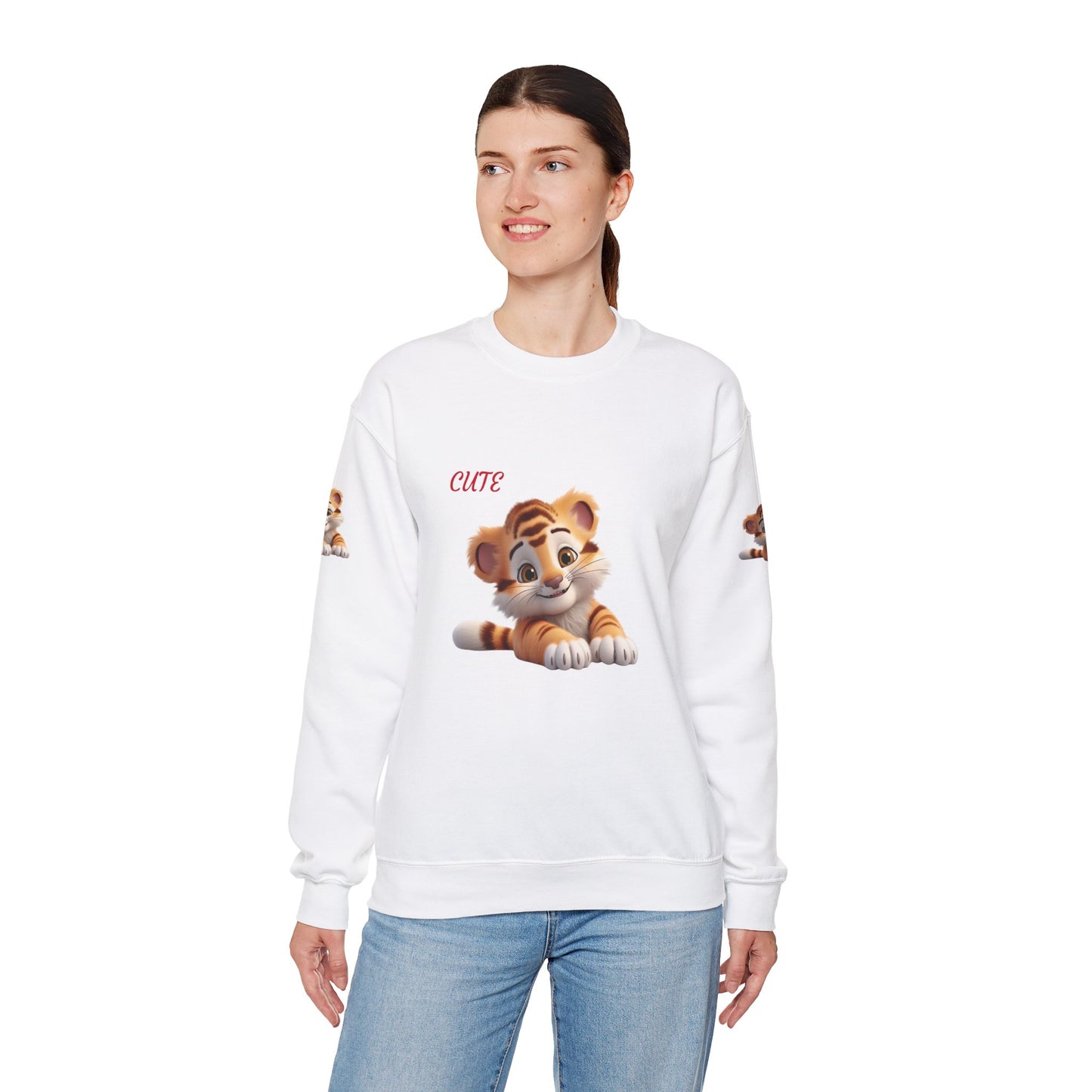 Princess Grace Cute Tiger Graphic Sweatshirt Unisex Heavy Blend Crewneck