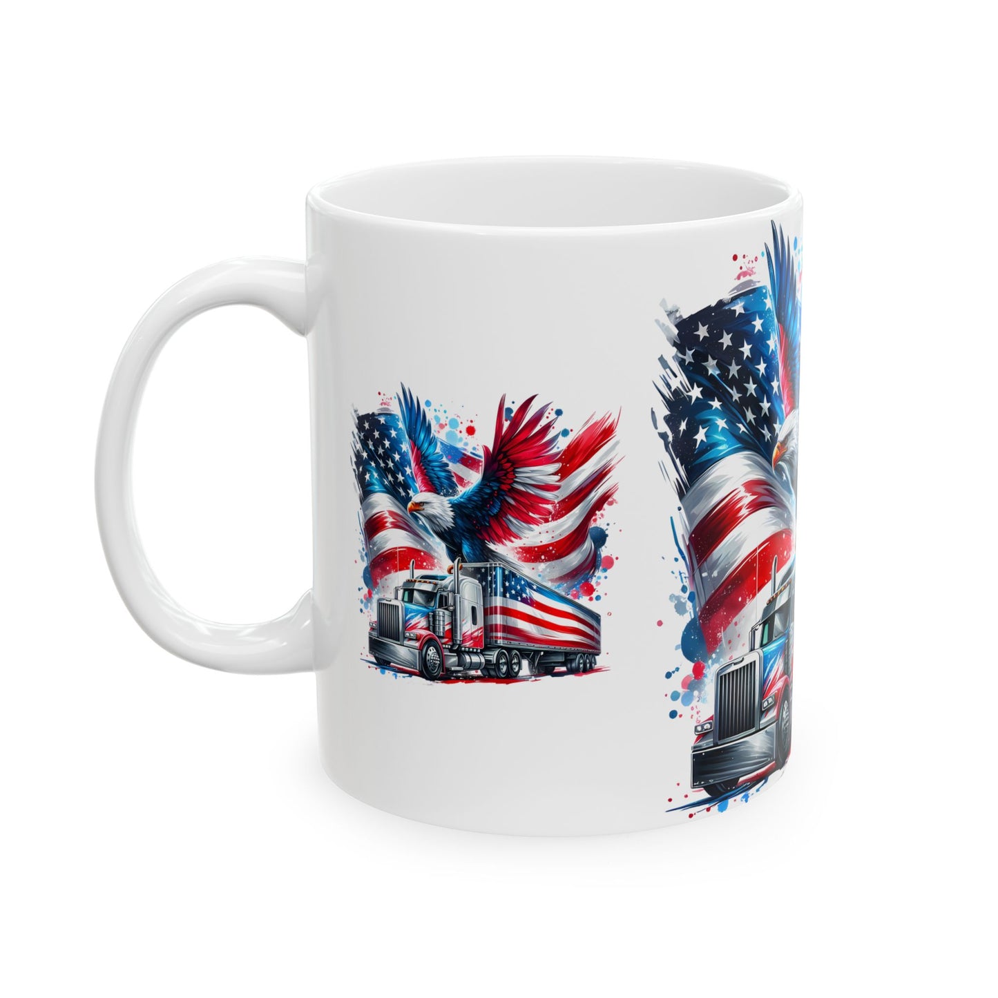 Princess Grace Patriotic Eagle Truck Ceramic Mug 11oz & 15oz Perfect for Veterans & Truck Enthusiasts