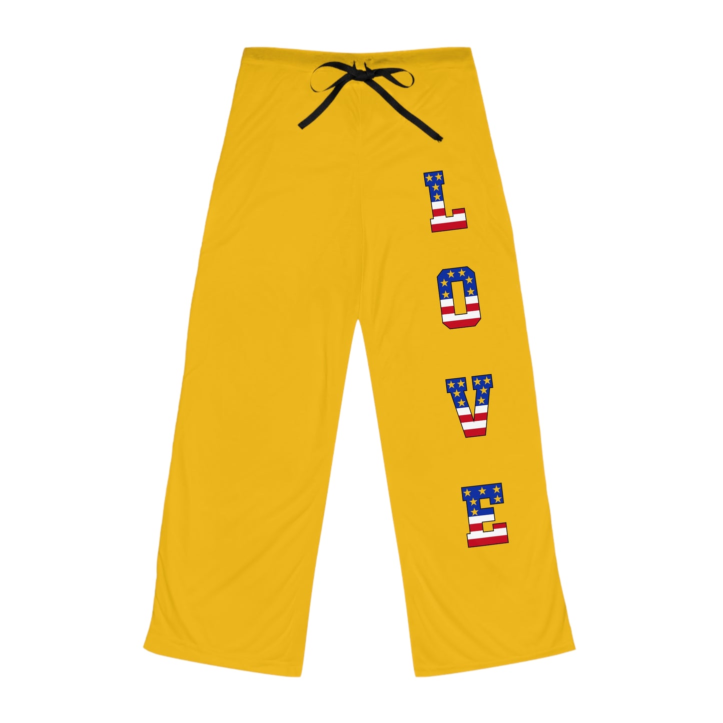 Princess Grace Cozy Pajama Pants Yellow with 'LOVE' Print Perfect for Relaxing & Celebrating