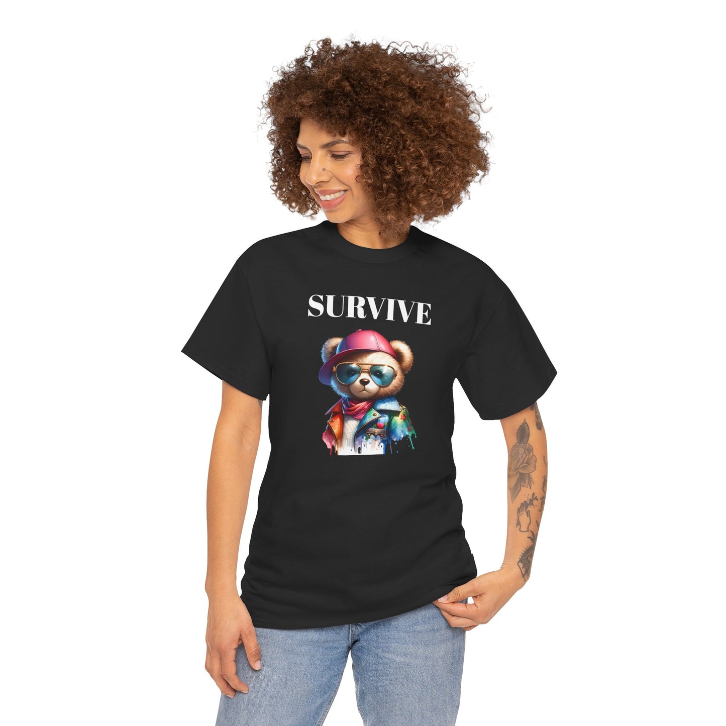 Princess Grace Survive Bear Unisex Heavy Cotton Tee Cool Graphic T-Shirt for Casual Style