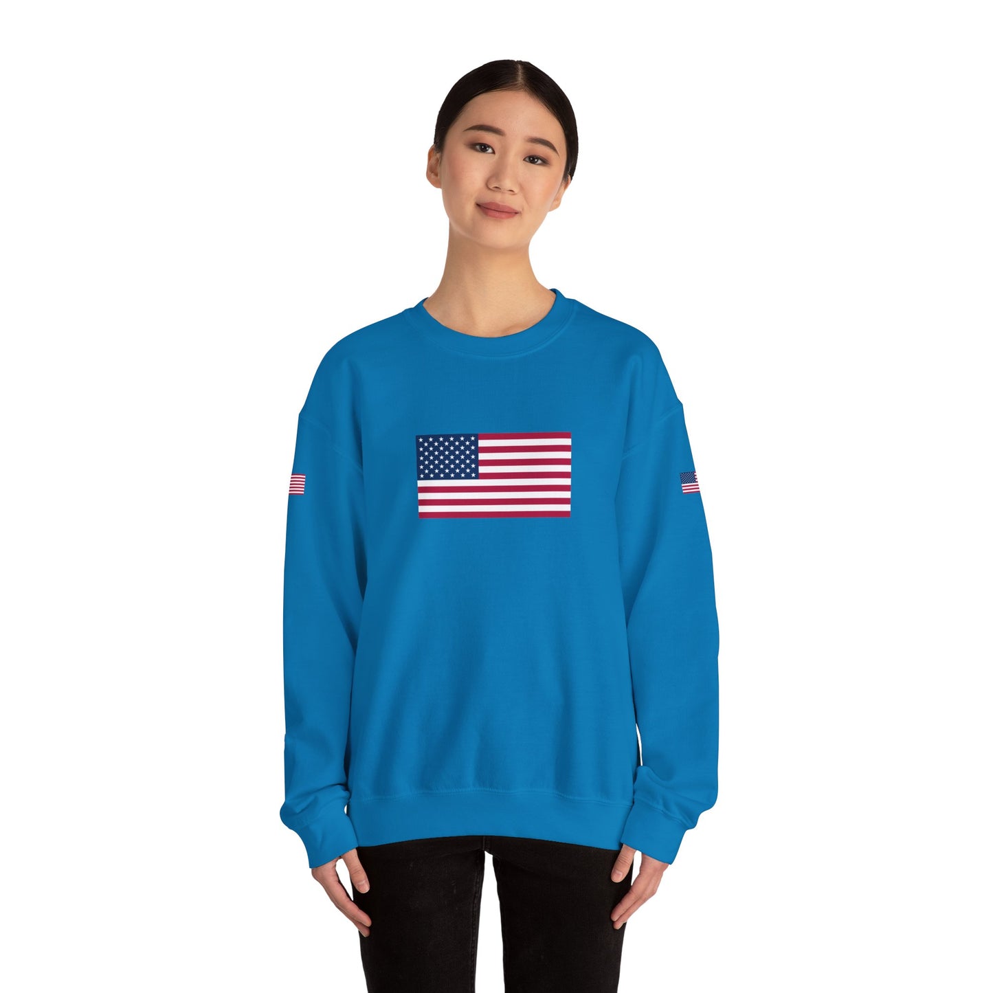 Princess Grace TAEM USA Patriotic Unisex Crewneck Sweatshirt with American Flags