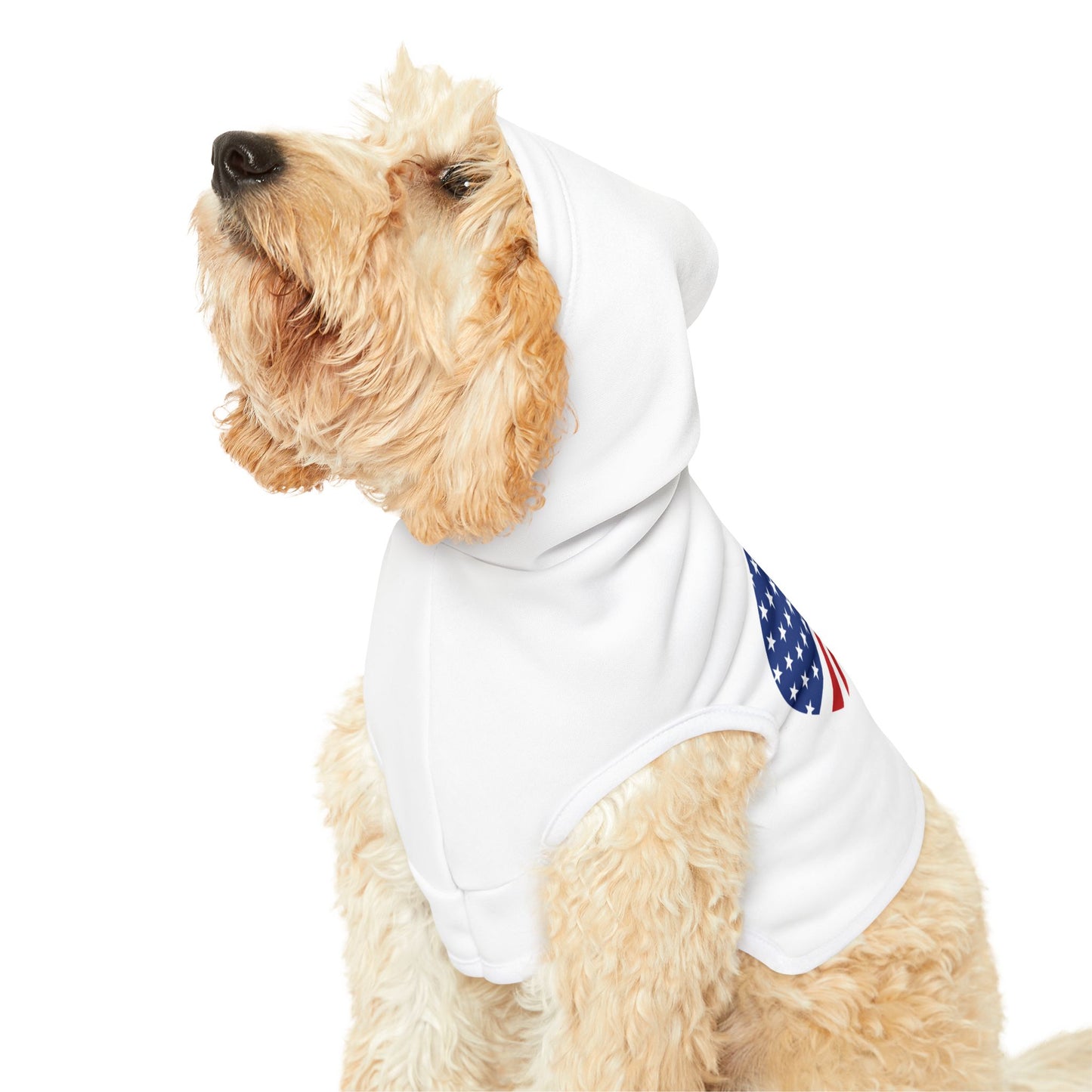 Princess Grace Patriotic Pet Hoodie with Heart Design Perfect for Dog Lovers