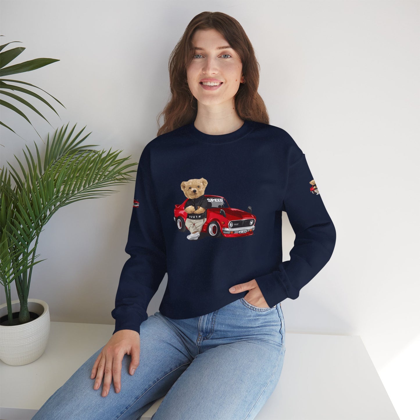 Princess Grace Cute Bear Vintage Car Sweatshirt Unisex Heavy Blend Crewneck