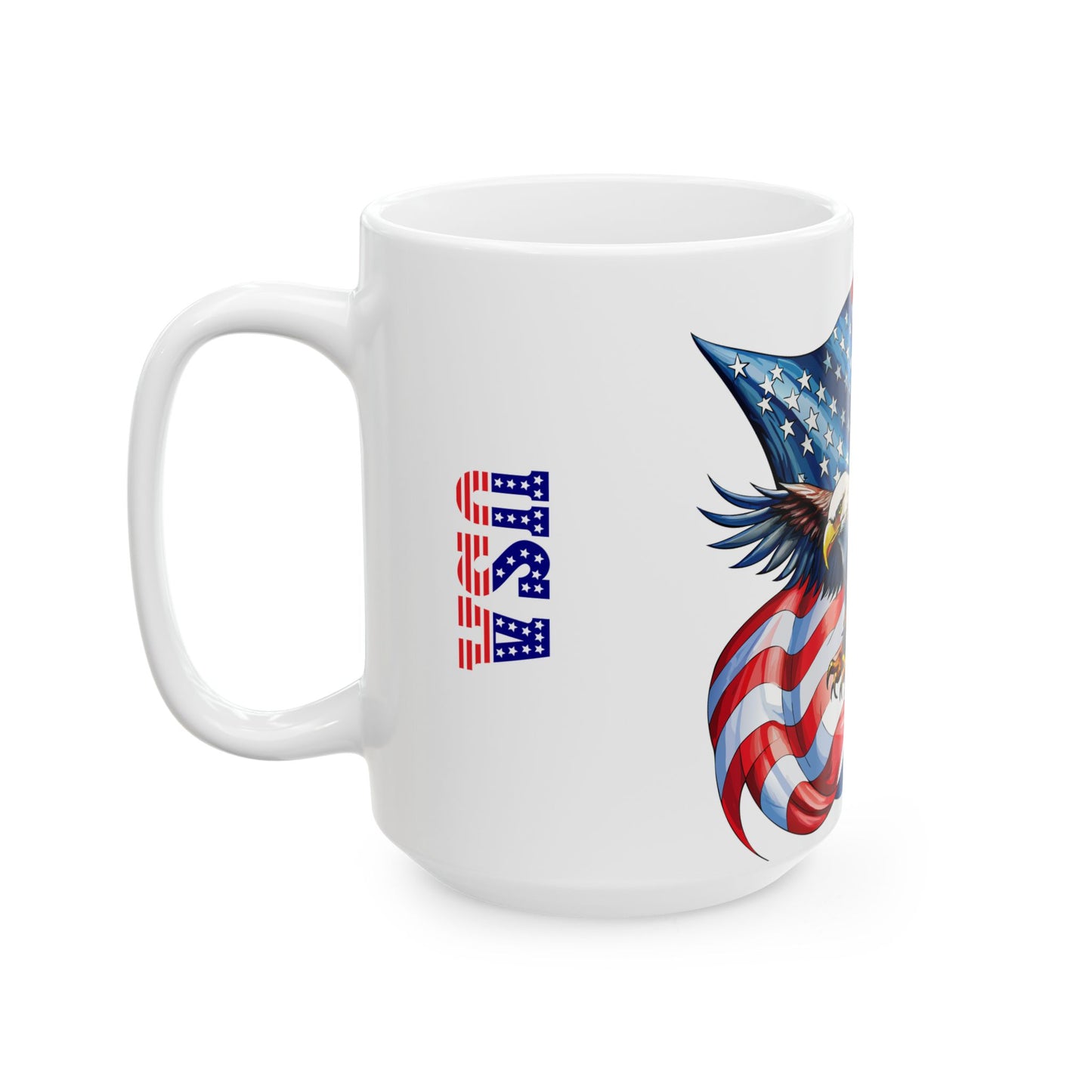 Princess Grace Patriotic Eagle Ceramic Mug 11oz & 15oz, Perfect for Independence Day